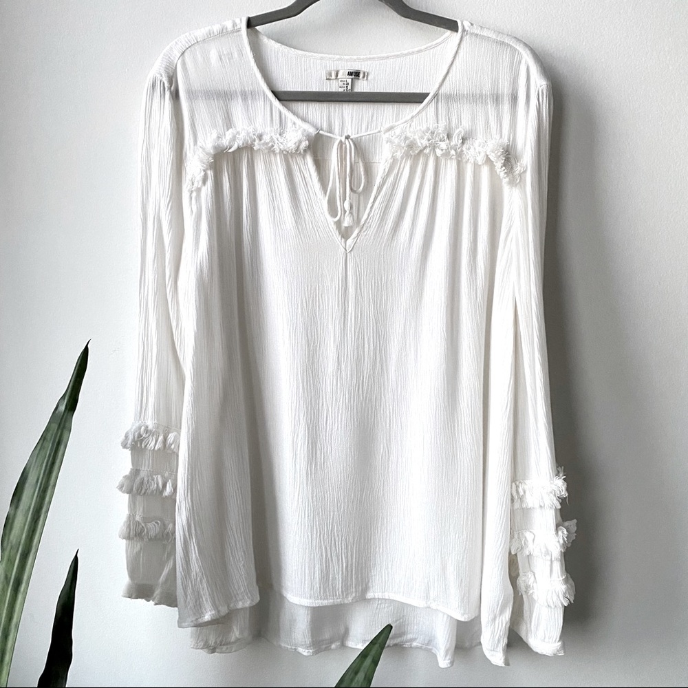 Amuse Society Fringe Sleeve Blouse